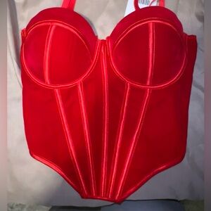 Vibrant Red Bustier Top